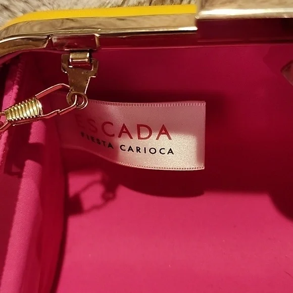 Escada hard shell clutch bag removable chain shoulder strap good condition - Picture 7 of 8